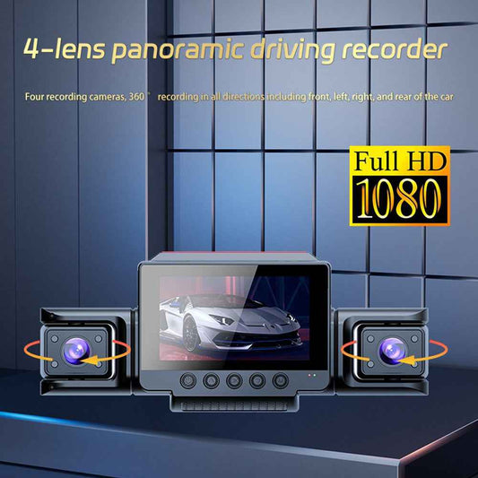 4-Channel 360° Panoramic 1080P HD Dash Cam Comes With 32GB TF Card